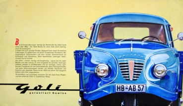 Goliath Goli Dreiradwagen Modellprogramm 1953 Automobilprospekt (0225)